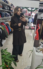 Cappotto con cintura in oro