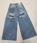 Jeans palazzo con tasca brillantini