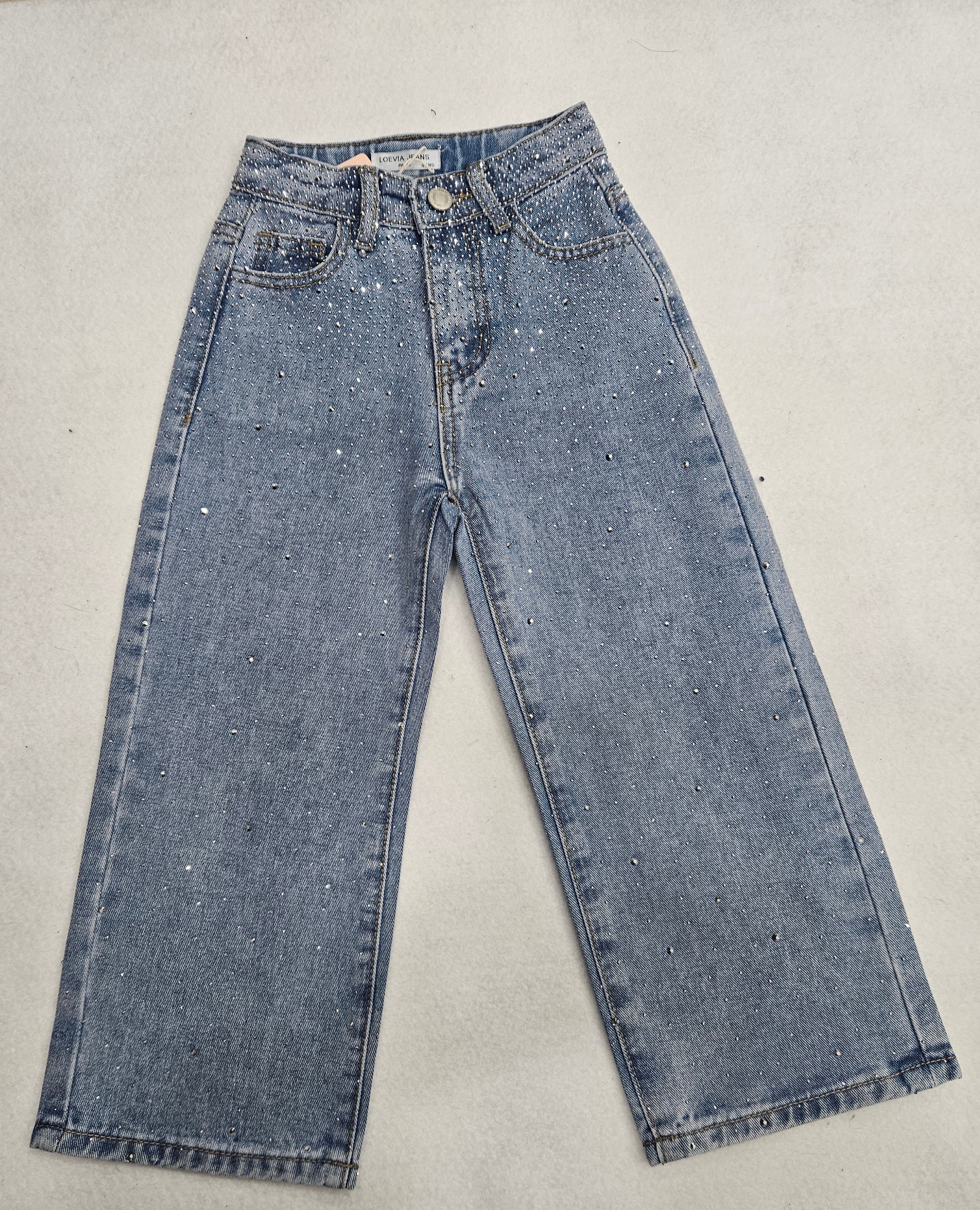 Jeans palazzo con brillantini