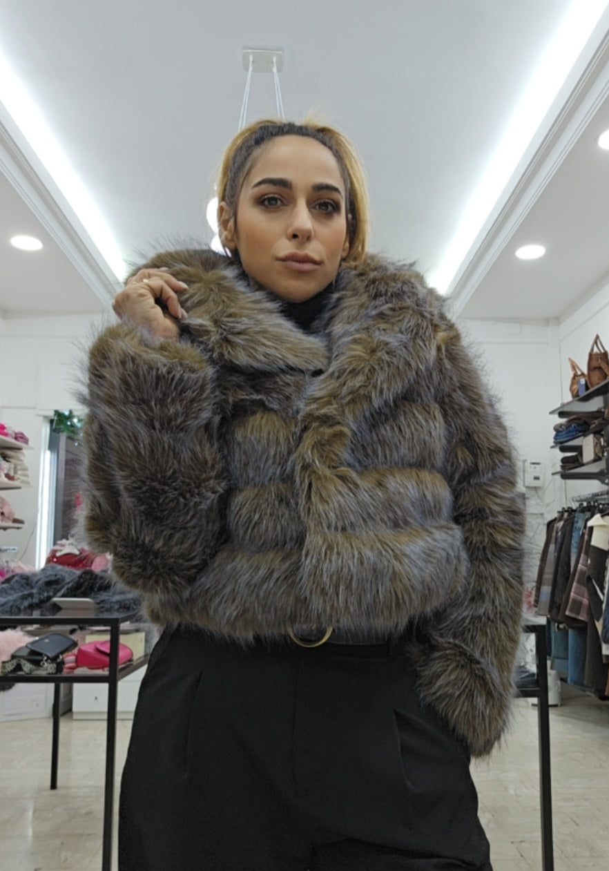 Ecopelliccia crop punte rosa