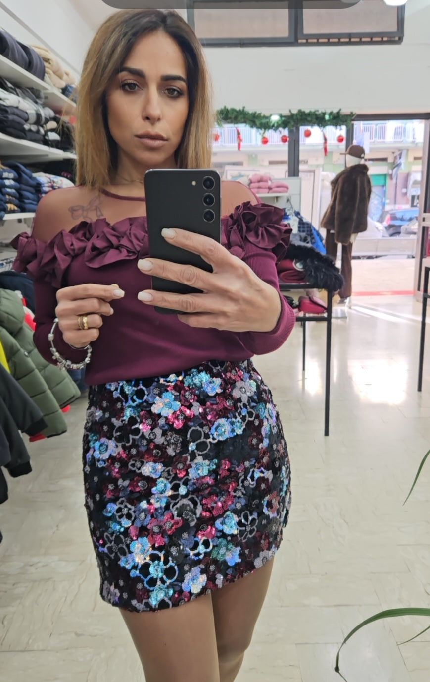 Gonna pantaloncino pailettes